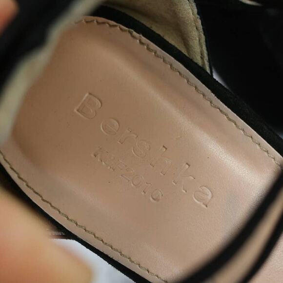 Bershka Black Clear Open Toe Ankle Strap Fashion Strappy Block 3.5" Heel SIZE 38 - Picture 7 of 10